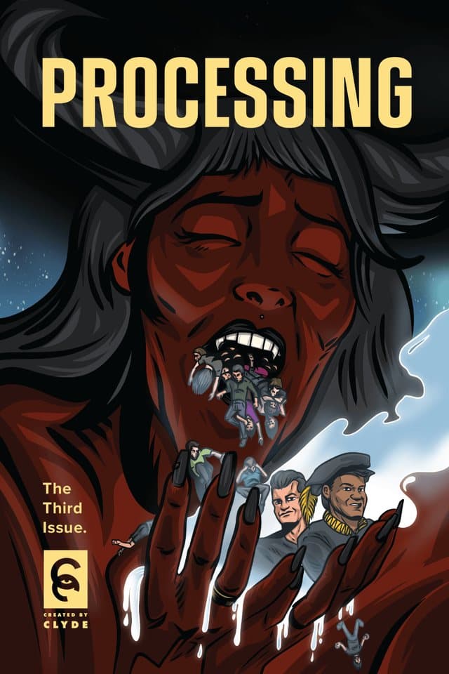 Processing #3 cover: a screaming woman with hellish figures in her hand